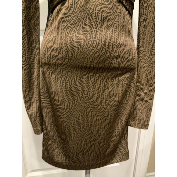 Fendi Brown FF-Vertigo Stretched Twisted Front Sheath Dress, Size 4 (US) 40 (IT) - Picture 5 of 12